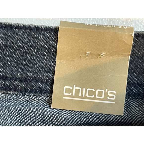 Chico's Womens Jeans Kerry Slim Straight Silver Rhinestones Indigo Bling SZ 0.5 - Picture 7 of 8